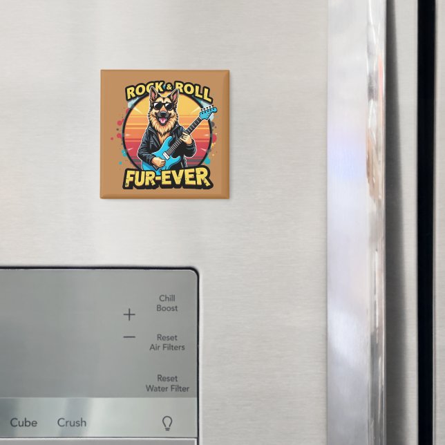 Imã Rocha e Roll German shepherd Retro Arte Sunset (In Situ (Fridge))