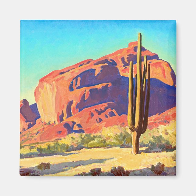 Imã Rochas Vermelhas e Cactus por Maynard Dixon (Frente)