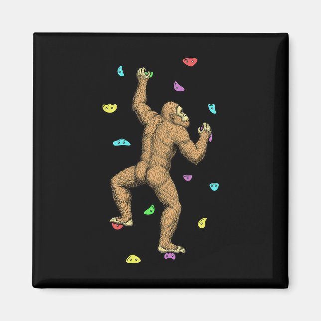 Imã Rock Climber Indoor Wall Climbing Bigfoot Funny Cl (Frente)