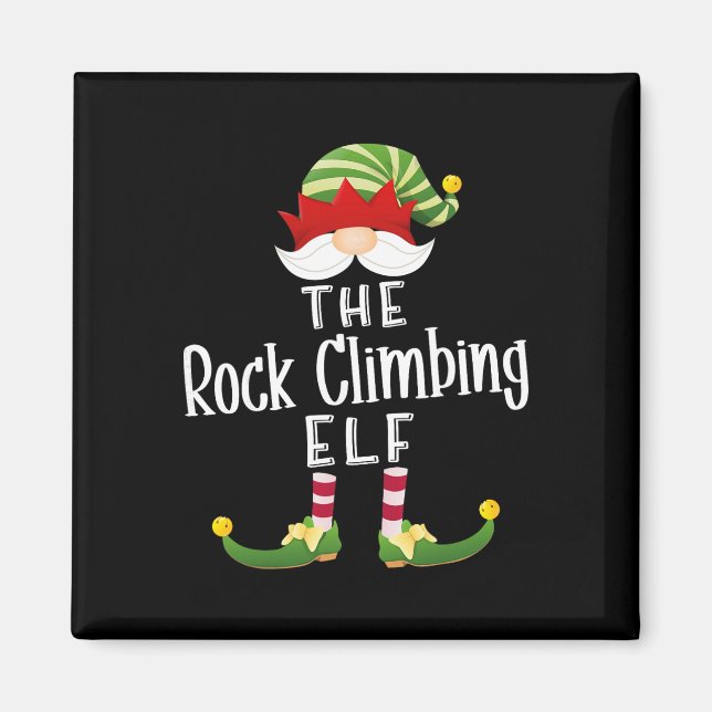 Imã Rock Climbing Elf Group Christmas Funny Pajama Par (Frente)