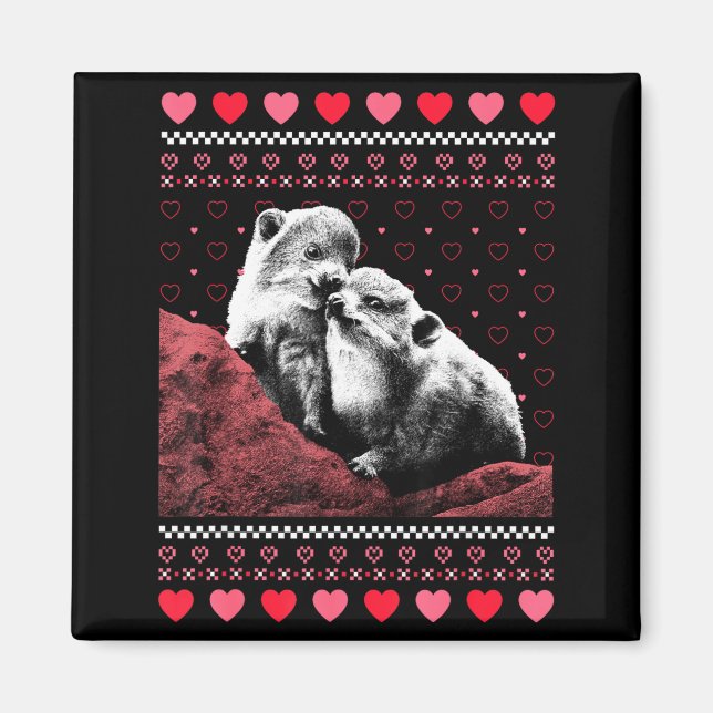 Imã Rock Hyrax Valentine's Day Ugly Sweater Style  (Frente)