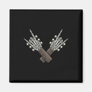 Imã Rock On Guitar Neck Rock And Roll Halloween Skelet