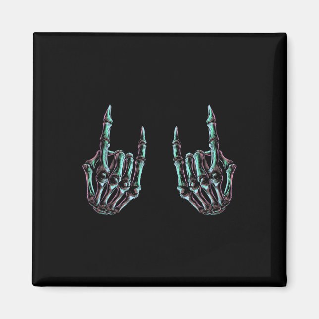 Imã Rock On Rock Star Skeleton Hands - Banda De Concer (Frente)