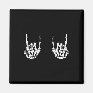 Imã Rock On Rock Star Skeleton Mãos Rocker Funny Hall