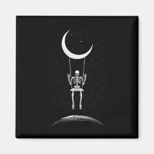 Imã Rock On Skeleton Moon Rock And Roll Men Women Rock