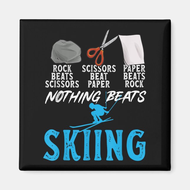 Imã Rock Paper Scissors Nothing Beats Skiing _1  (Frente)