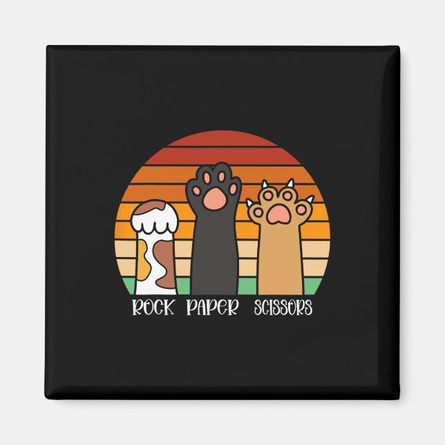 Imã Rock Paper Tesoura Jogo Kitten Lover Paws Animais (Frente)