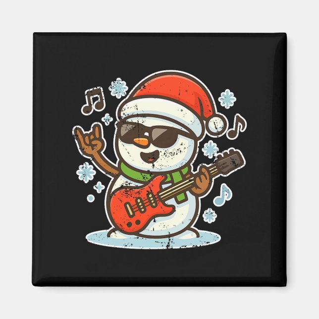 Imã Rock Snowman With Guitar Premium Tri-blend  (Frente)