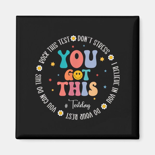 Imã Rock The Test Teacher Testing Day Motivational Tes (Frente)