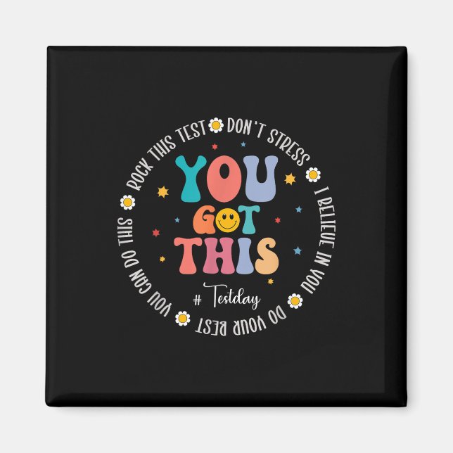 Imã Rock The Test Teacher Testing Day Motivational Tes (Frente)