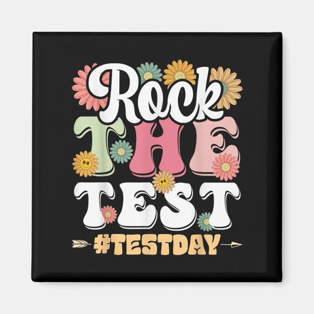Imã Rock The Test Testing Day Groovy Motivational Teac (Frente)