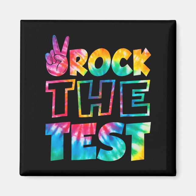 Imã Rock The Test Testing Day Retro Motivational Teach (Frente)