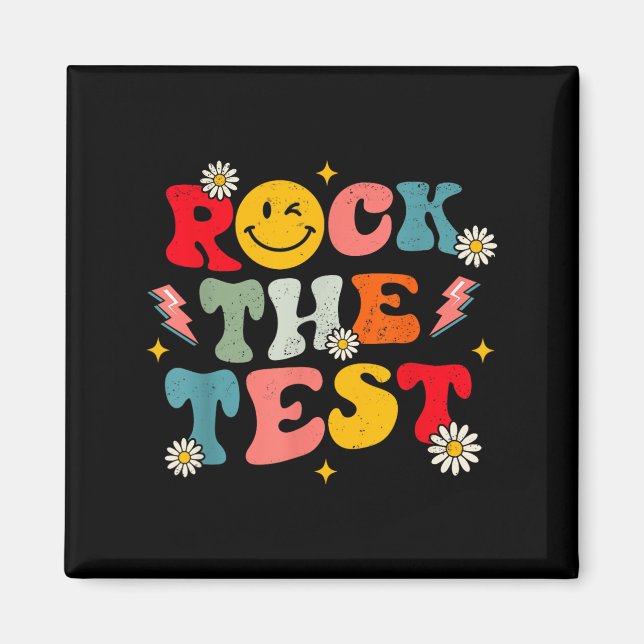 Imã Rock The Test Testing Day Retro Motivational Teach (Frente)