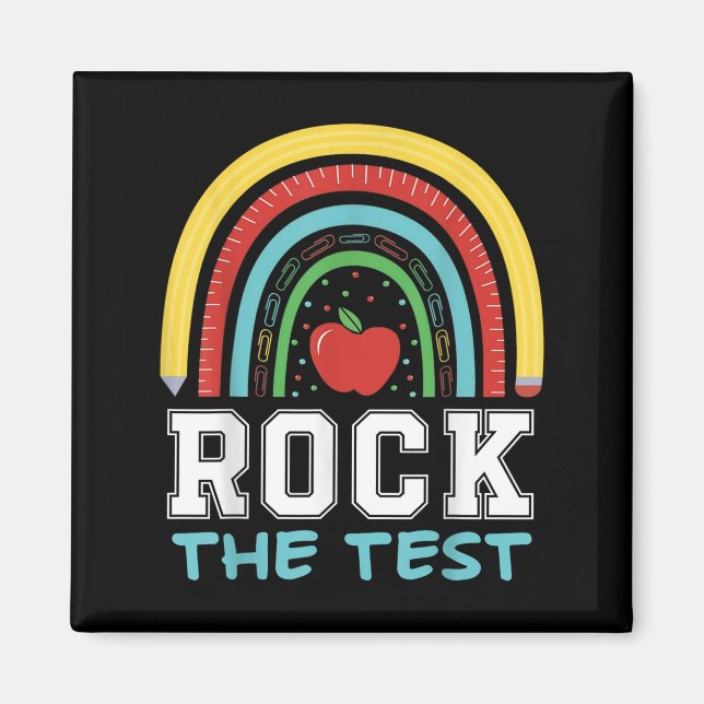 Imã Rock The Test Testing Day Retro Motivational Teach (Frente)