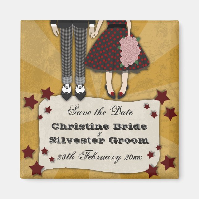 Imã Rockabilly Wedding, salve a data (Frente)