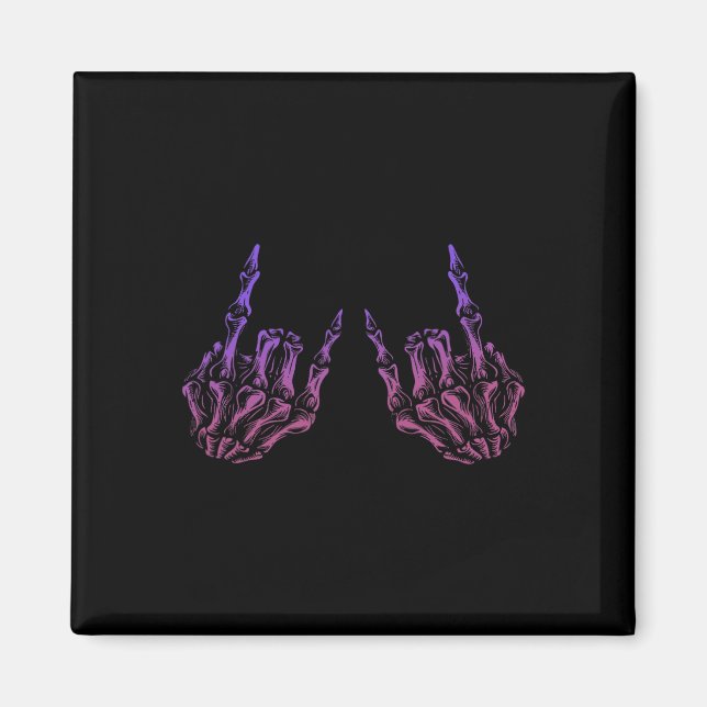 Imã Rocker Hand Sinal Skeleton Retro Halloween Men (Frente)