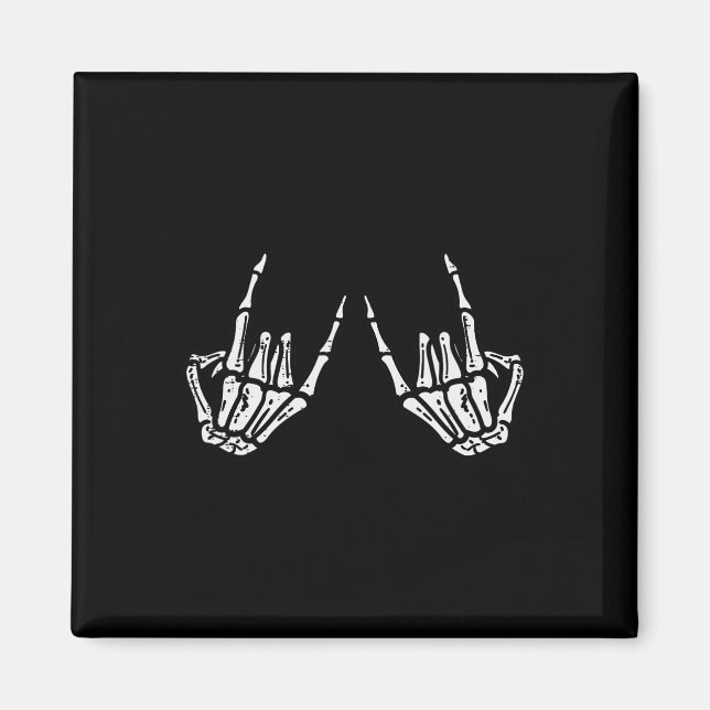 Imã Rocker Hand Sinal Skeleton Retro Halloween Men (Frente)