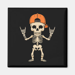 Imã Rocker Skeleton Boné Halloween Punk Rock Men