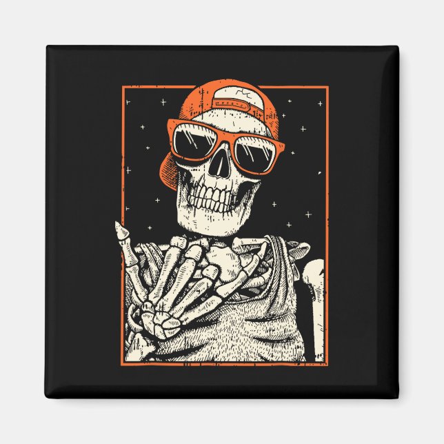 Imã Rocker Skeleton Rocha Sobre O Dia Das Bruxas (Frente)