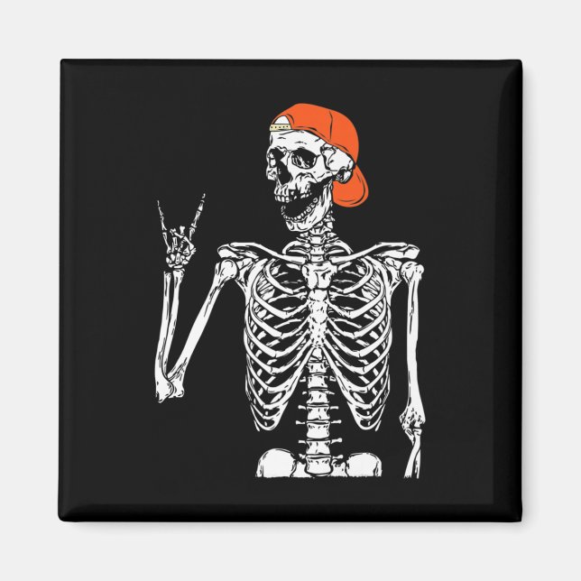 Imã Rocker Skeleton Rock Em Figuras No Halloween (Frente)