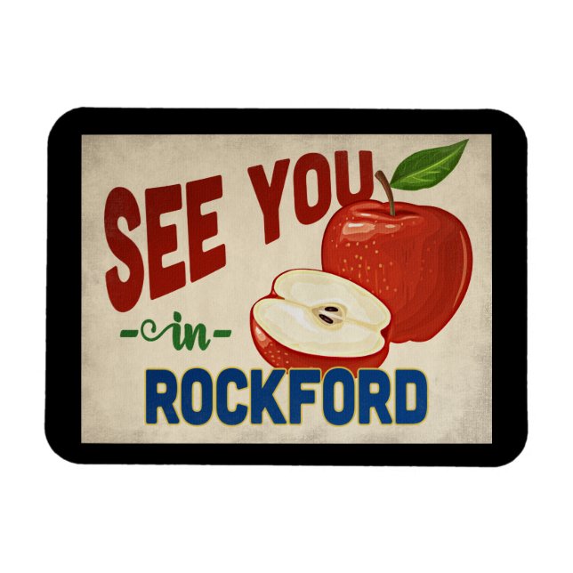 Ímã Rockford Illinois Apple - Viagens vintage (Horizontal)