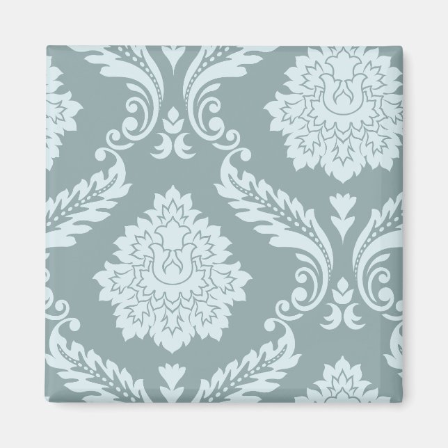 Imã Rococo Damask Art I Duck Egg Blue+Teal (Frente)