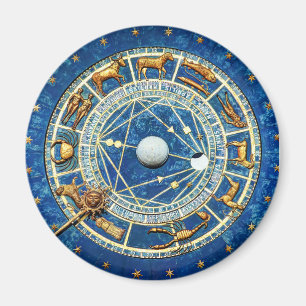 Imã Roda de Astrologia Zodiac Azul Celestial do Velho 