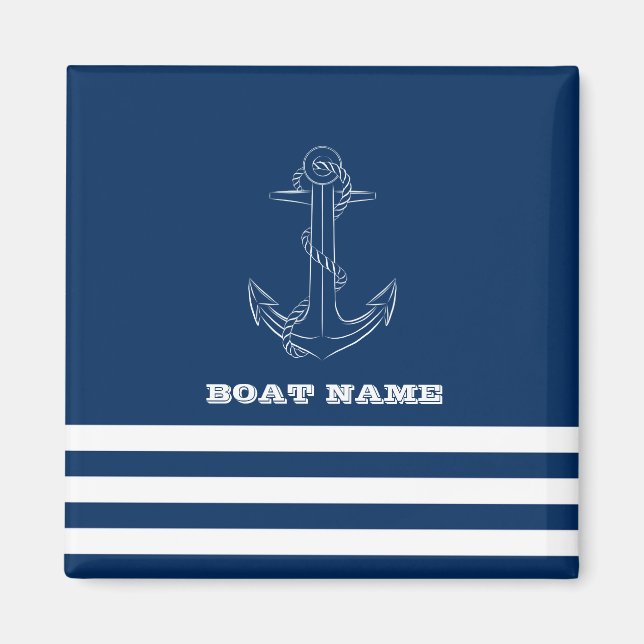 Imã Roda de Barco Náutico, Marinheiro de Listras Azul- (Frente)