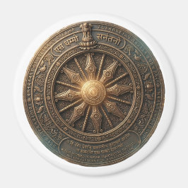 Imã Roda Dhamma Antiga Personalizável Herança Redonda 