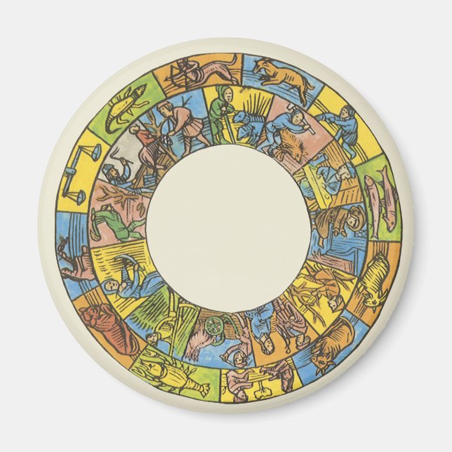 Imã Roda Zodiacal Astrológica Celestial Vintage (Frente)