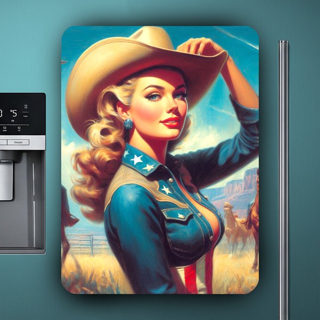 Ímã Rodeio Vintage Pin-up (Criador carregado)