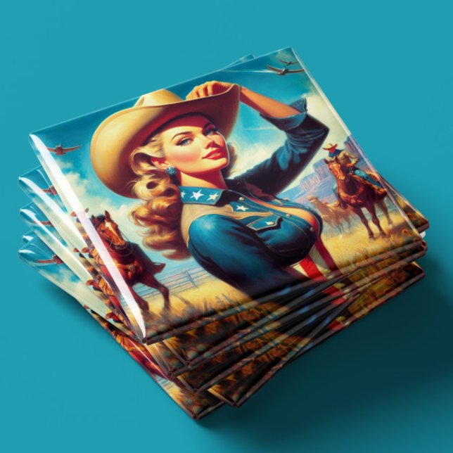 Imã Rodeio Vintage Pin-up (Criador carregado)