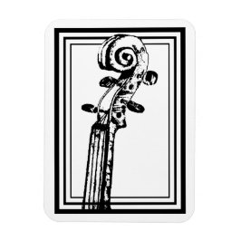 Ímã Rolagem de violino preto e branco com contornos pr