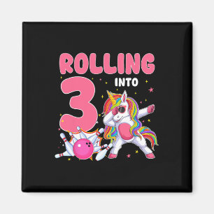 Imã Rolando Para Três Boliches Unicorn aniversário de