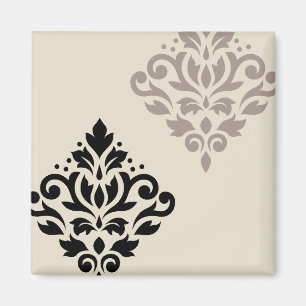 Imã Rolar Damask Art I Black Taupe Cream