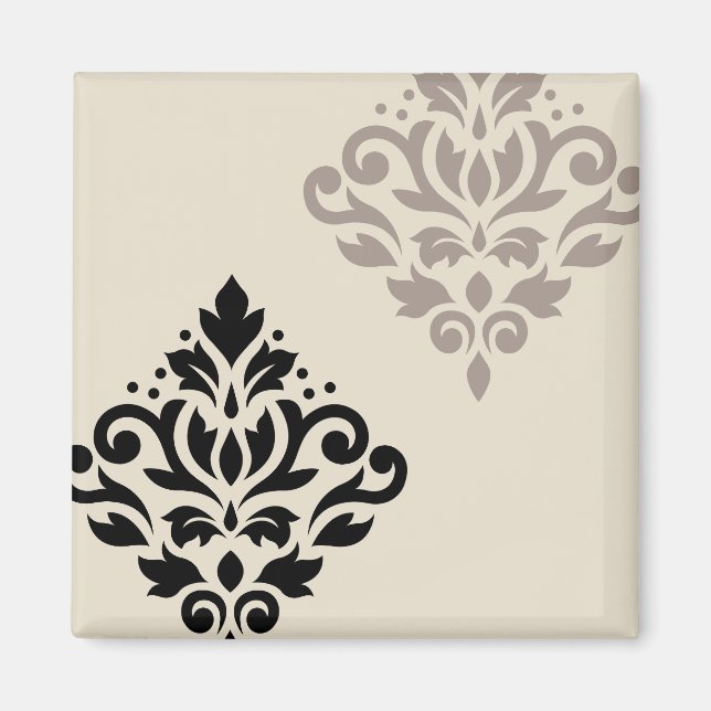 Imã Rolar Damask Art I Black Taupe Cream (Frente)
