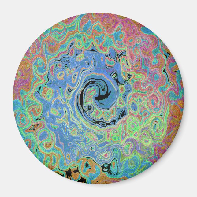 Imã Rolha de Abstrato com rolha azul de aquarela com r (Frente)