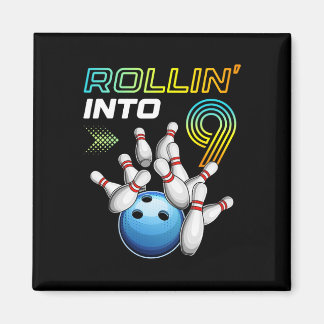 Imã Rollin Into 9 Retro Bowling Birthday Party 9th Bir