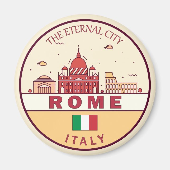 Imã Roma Itália Cidade Skyline Emblem (Frente)