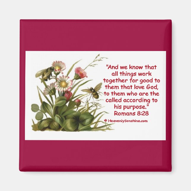 Imã Romanos 8:28 Bee Motif (Frente)