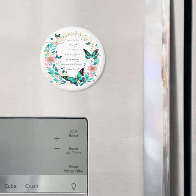 Imã Romanos 8:28 Flores e borboletas (In Situ (Fridge))