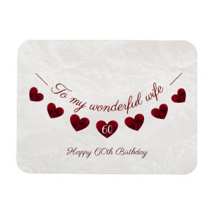Ímã Romantic 60th Birthday Red Heart Bunting wife