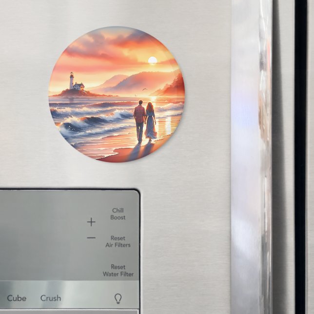 Imã Romantic Coastal Sunset Lighthouse Walk (In Situ (Fridge))