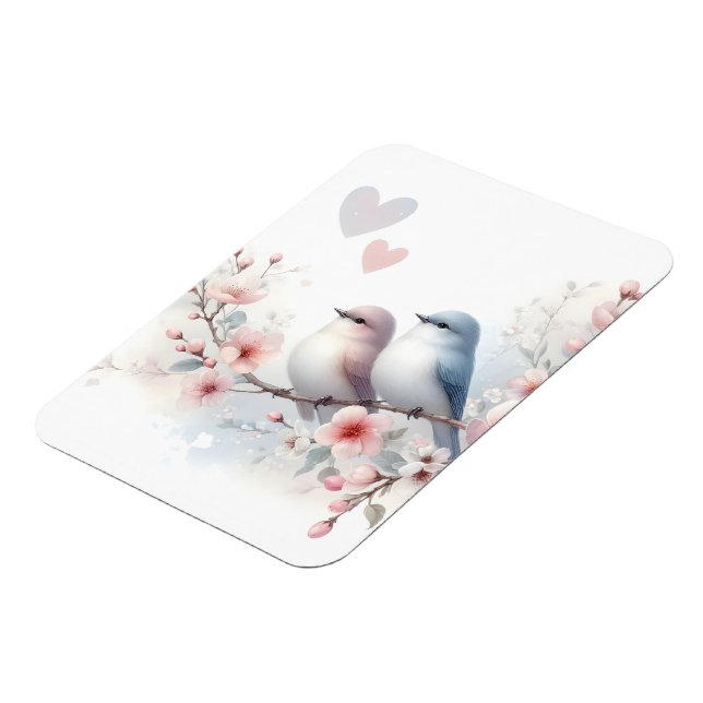 Ímã Romantic Love Birds Cherry Blossom Branch (Left Side)