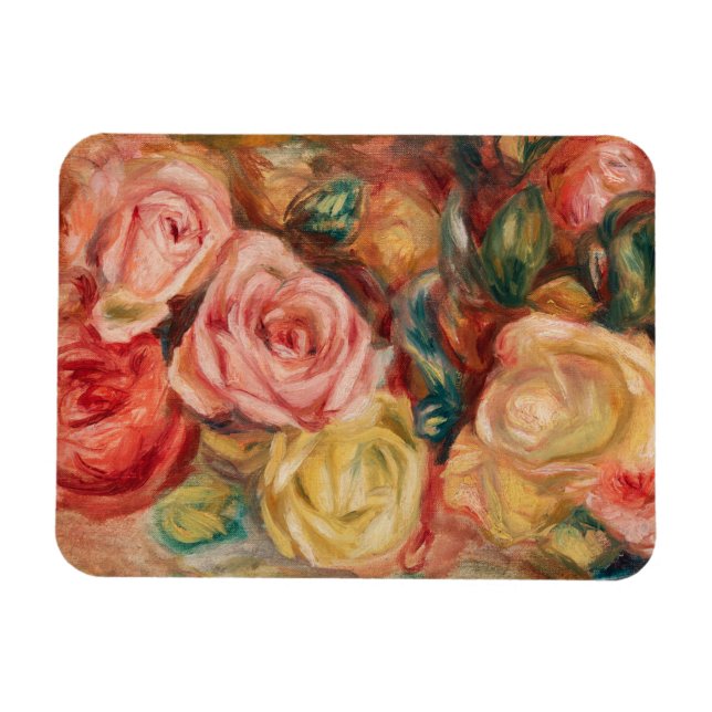 Ímã Romantic red and pink roses Pierre Auguste Renoir (Horizontal)