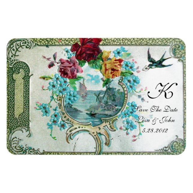 Ímã ROMANTİCA 3 MONOGRAM, Salve A Data, Branco (Horizontal)