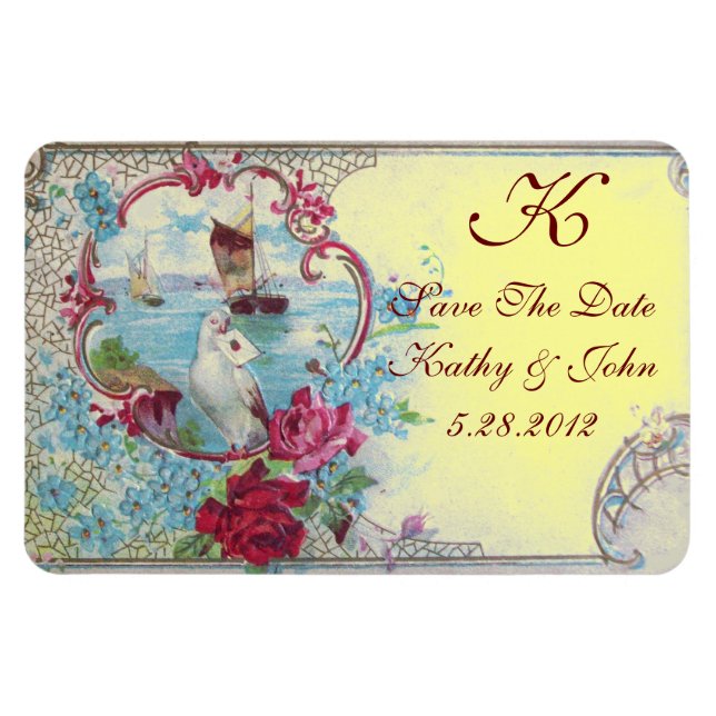 Ímã ROMANTİCA  MONOGRAM ,Save The Date,Yellow (Horizontal)