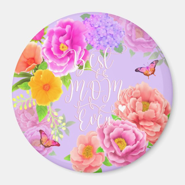 Imã Romântica Púrpura do Jardim de Peônias Melhor Mãe (Frente)