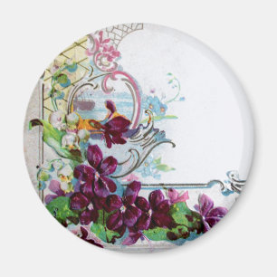 Imã ROMÂNTICA Redemoinhos Florais Violetas Brancas