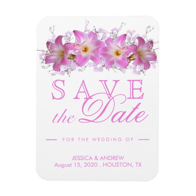 Ímã Românticas Lilases Beladona Casamento Salve A Data (Vertical)